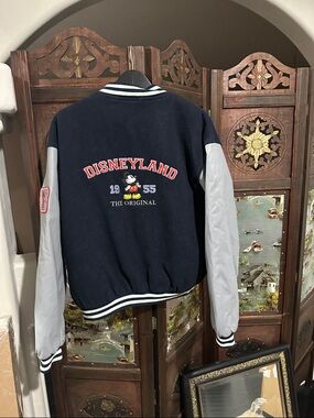 Disney Navy and Light Gray Mickey Embroidered Letterman Jacket